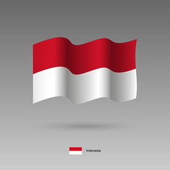 Indonesia flag. Official colors and proportion correctly. High detailed vector illustration. 3d and isometry. EPS10