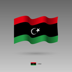 Naklejka premium Libya flag. Official colors and proportion correctly. High detailed vector illustration. 3d and isometry. EPS10