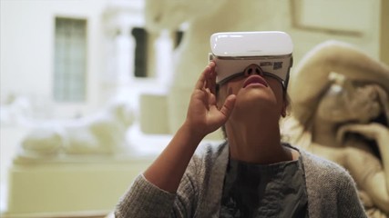Woman Wearing VR Headset at museum