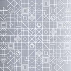 Abstract linear monochrome pattern. Seamless vector ornament of geometric tiles.White crystals on a gray background