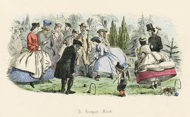 Croquet Match 1862. Date: 1862 - obrazy, fototapety, plakaty