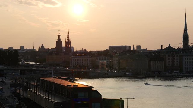 Sunset from Gamla stan and ridderholmen islands in Stockholm