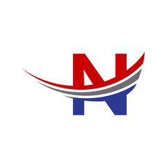 initial letter N logo swoosh wing new