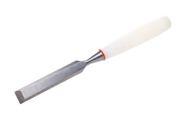 Chisel with white handle close-up