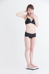 Fototapeta premium 下着・女性(白バック)