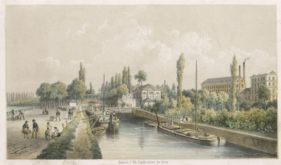 Lille - Canal - Gardens. Date: circa 1860