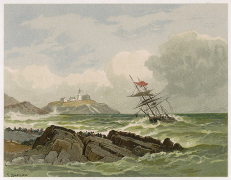 Wrecked Off The Mumbles. Date: Circa 1870