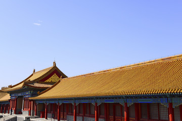 Fototapeta na wymiar The building in the Forbidden City is in Beijing, China