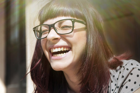 Young woman laughing with joy, Osijek, Croatia
