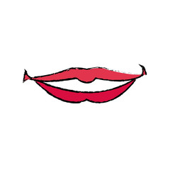 female lips with lipstick a smile vector illustration