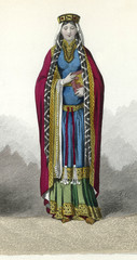 Obraz premium Capetian Woman 11th century. Date: 11th century