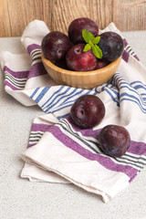 Delicious red plums