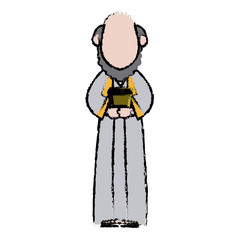 cartoon man king of orient manger nativity vector illustration