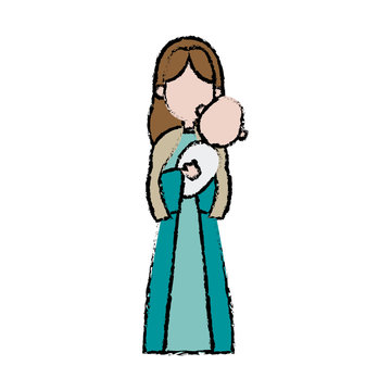 virgin mary holding baby jesus catholic image vector illustration