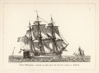 Dutch 'Flute' Ship. Date: 19th century