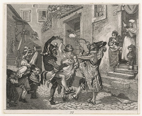 Carnival revellers in a Roman street. Date: circa 1840