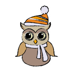 christmas owl character bird funny vector illustration