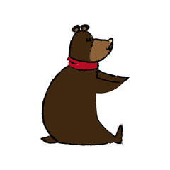 cute bear wearing scarf christmas character vector illustration