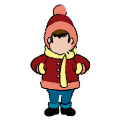 character man carols singer at a winter clothes vector illustration