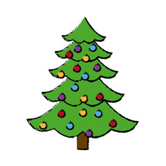 christmas tree balls decorations festive plant vector illustration