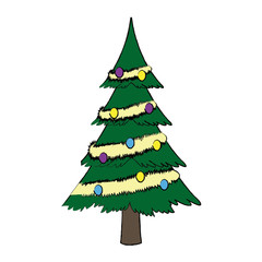christmas tree pine decoration ornament vector illustration