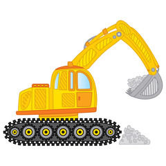 Vector Excavator. Excavator Vector Illustration. 