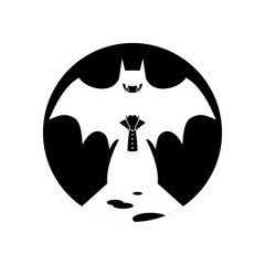 Vampire and Bat Badge / Emblem Monochrome