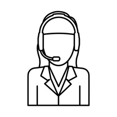 woman with headset icon over white background  customer service concept vector illustration
