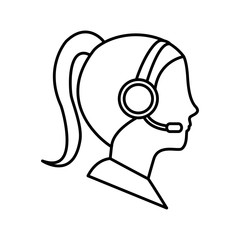 woman with headset icon over white background  customer service concept vector illustration