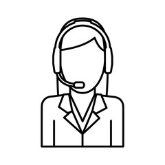 woman with headset icon over white background  customer service concept vector illustration