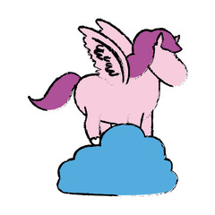 cute cartoon little funny running horse beautiful pony vector illustration