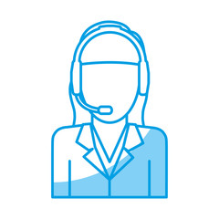 woman with headset icon over white background customer service vector illustration