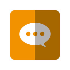speech bulb icon over orange square and white background vector illustration