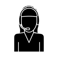 woman with headset icon over white background customer service vector illustration