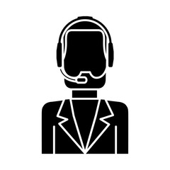 man with headset icon over white background customer service vector illustration