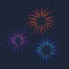 Fototapeta na wymiar Vector colorful firework illustration on dark background