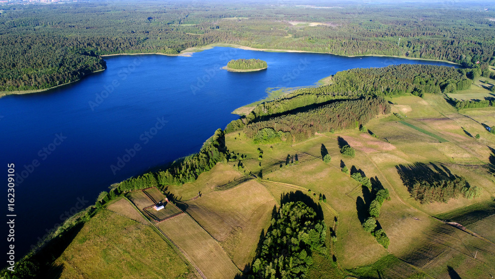 Wall mural aerial view of the lake's in masuria district, poland