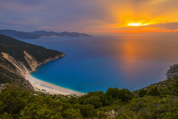 Sunset at Myrtos beach- Kefalonia, Greece