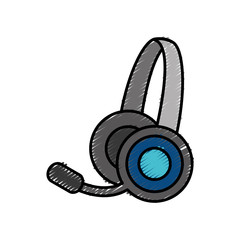 headset icon over white background colorful design vector illustration
