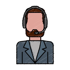 man with headset icon over white background customer service concept colorful design vector illustration