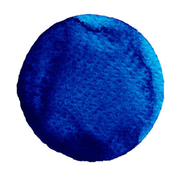 Watercolor Blue Circle On White Background