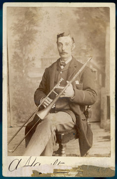 Trombonist 1890s Photo. Date: circa 1890