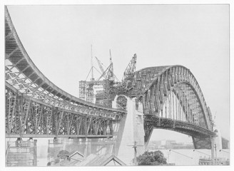 Sydney Harbour Bridge construction. Date: 1931