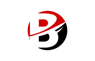 B Red Circle Swoosh Letter Logo