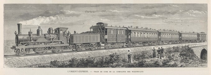 Orient Express train in a rural setting. Date: 1884