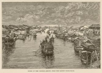 Scene on the Arroyo Chinois  Saigon  Vietnam. Date: 1880