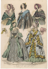 Fototapeta na wymiar Fashions for Nov 1840. Date: 1840