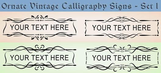 Ornate Vintage Calligraphy Signs - Set 1