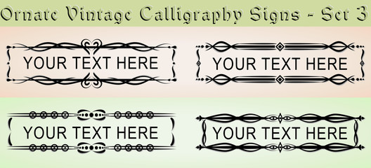 Ornate Vintage Calligraphy Signs - Set 3