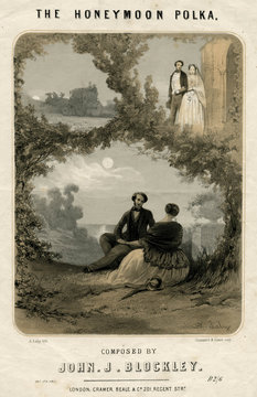 Music cover  Honeymoon Polka. Date: circa 1860